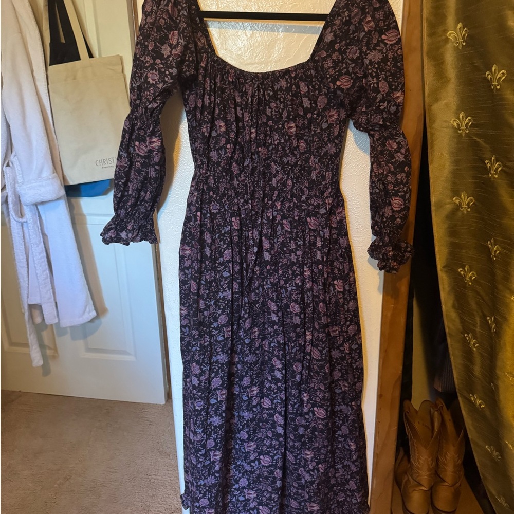 SOLD // Christy Dawn Floral Long Sleeve Dress - Black and Purple
